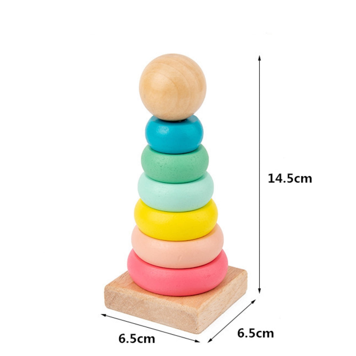 Wooden Rainbow Tower - Pink