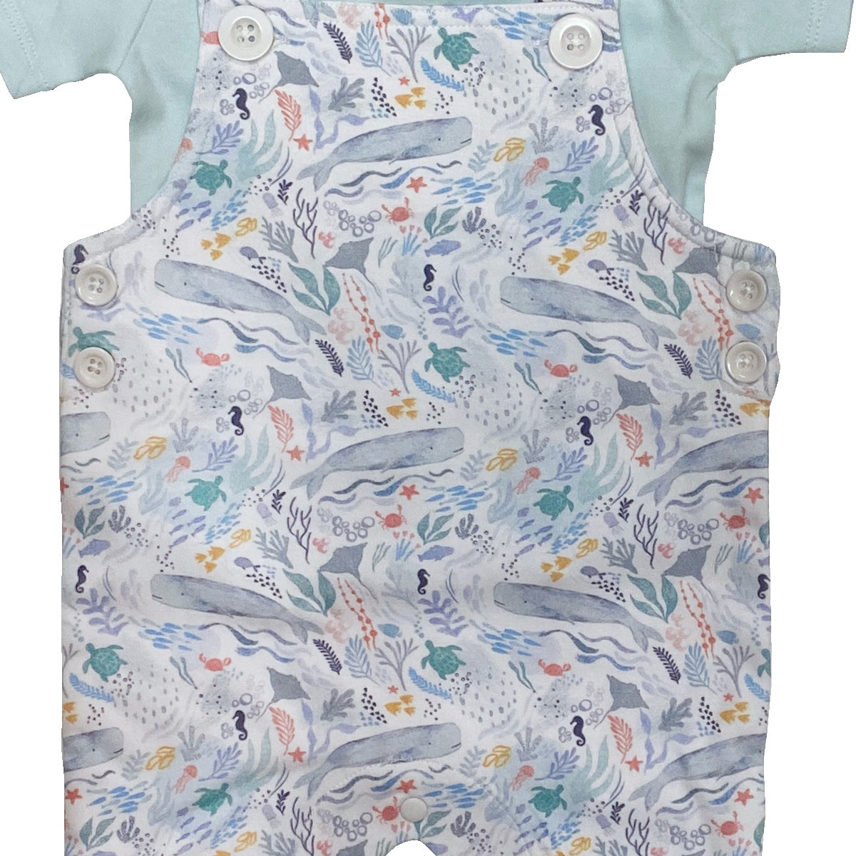 Ocean Life Overalls with Short Sleeve Tee