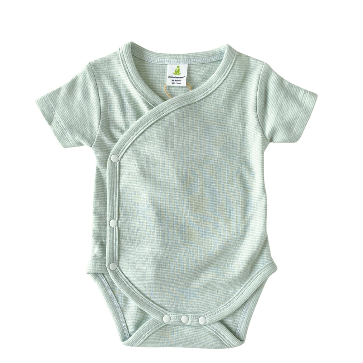 Olive Stripe Short Sleeve Kimono Bodysuit