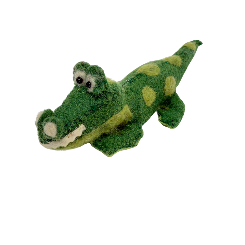 Carla Crocodile wool felt toy by Blue Bunny — 18cm handcrafted in India
