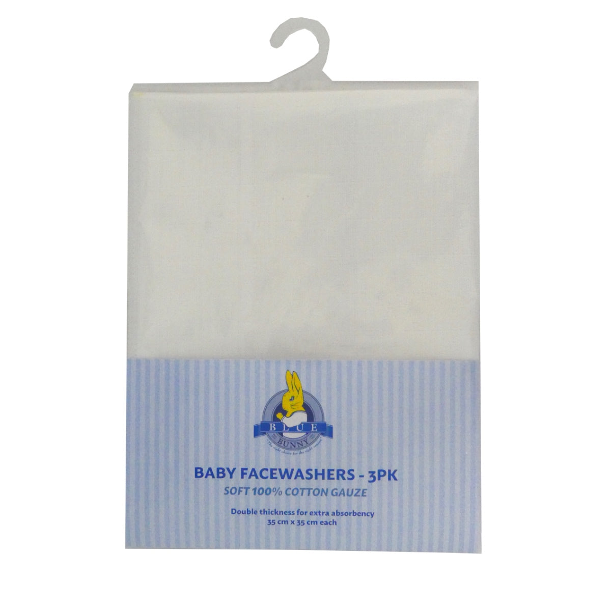 Blue Bunny Gauze Muslin Washcloths  - 3 Pack