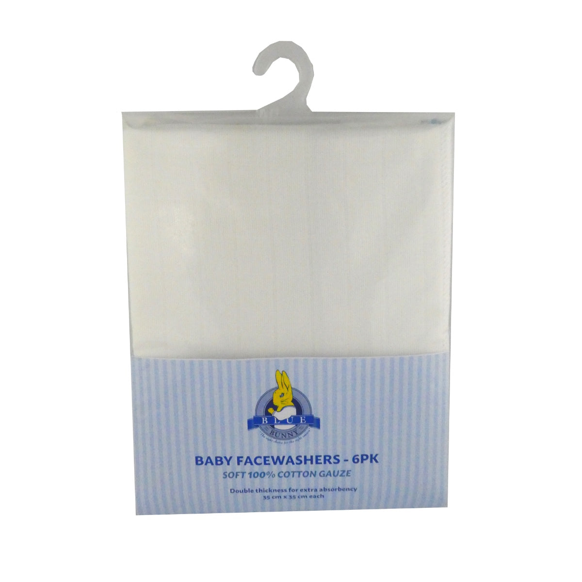 Blue Bunny Gauze Muslin Washcloths  - 6 Pack