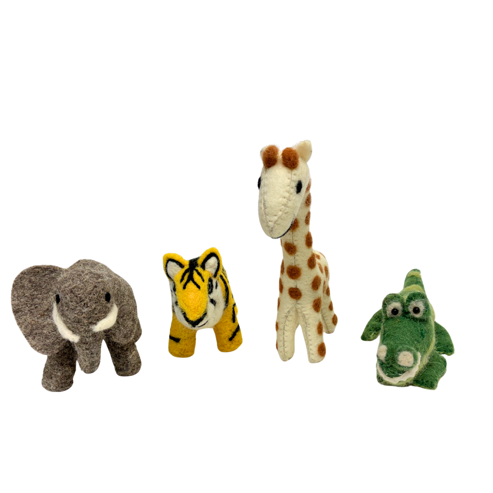 Carla Crocodile wool felt toy by Blue Bunny — side view