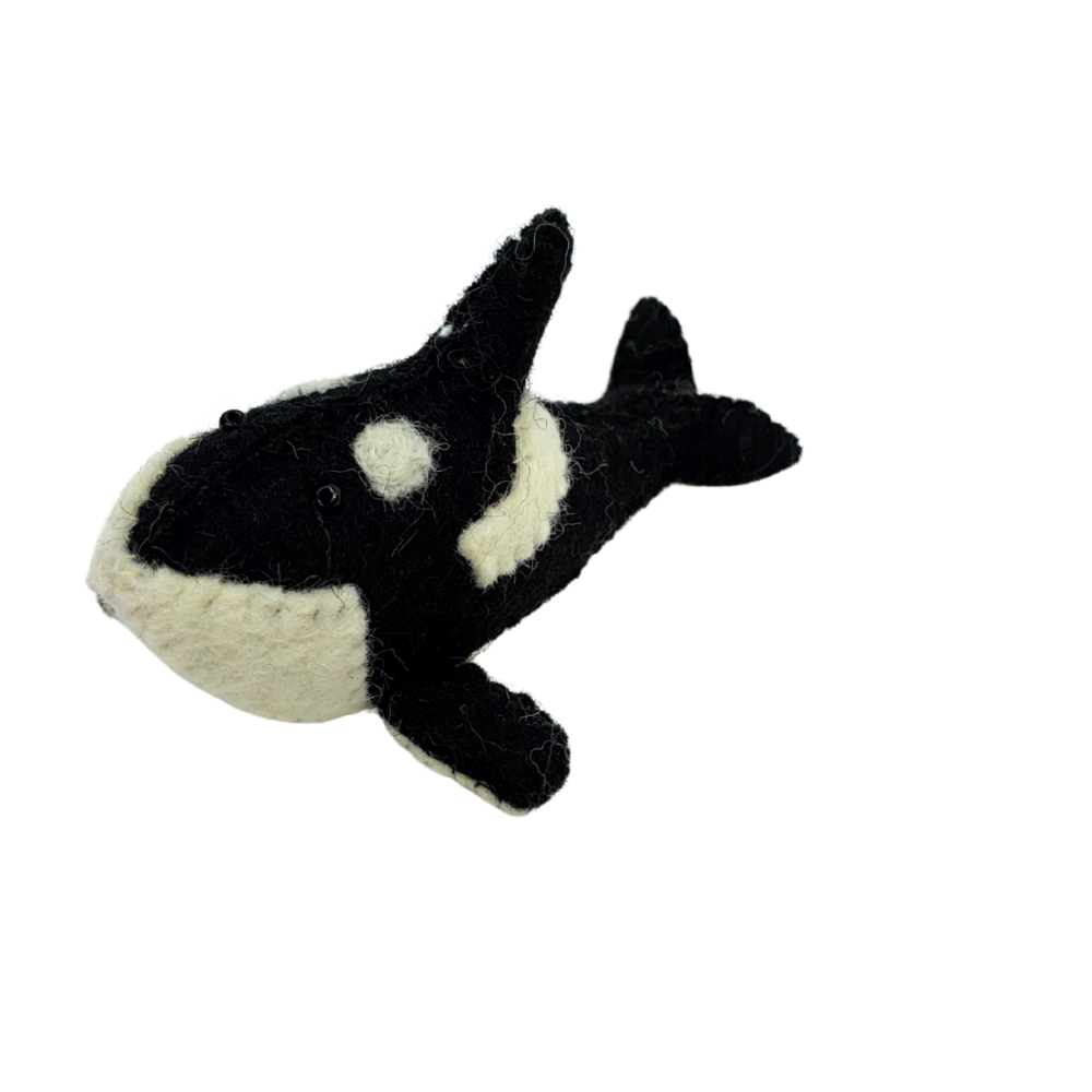 Orphilla Orca wool felt toy by Blue Bunny — 10cm handcrafted in India