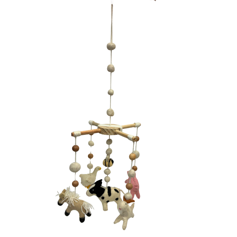Farm Mobile wool felt nursery mobile by Blue Bunny — Height 58cm