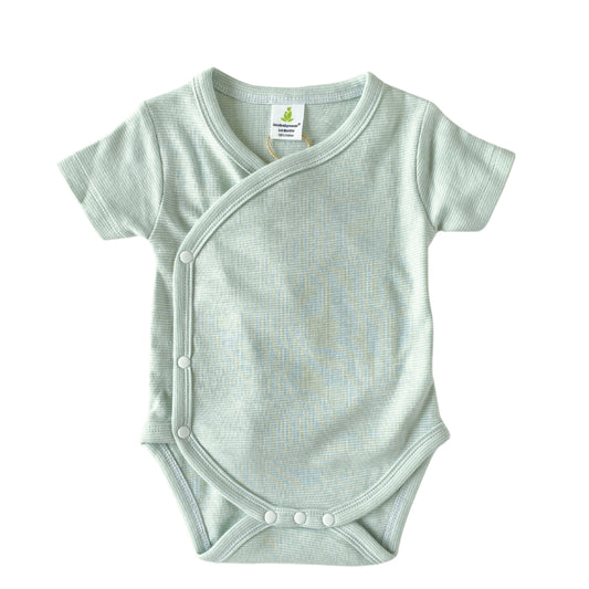 Olive Stripe  Short Sleeve Kimono Bodysuit