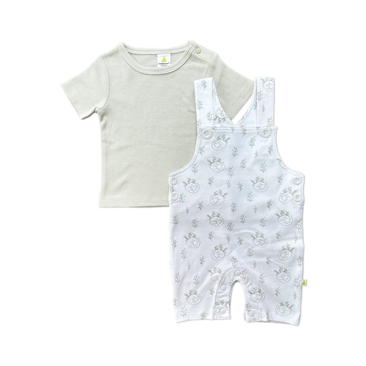 Sleeping fox Overalls with Short Sleeve Tee