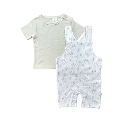 Sleeping fox Overalls with Short Sleeve Tee