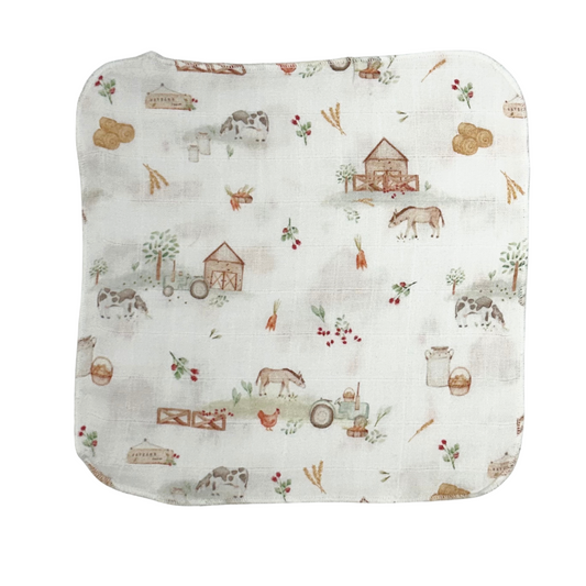 Little Farm Muslin Wash Cloth 2 Pack