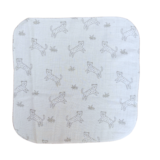 Happy Cheetah Muslin Wash Cloth 2 Pack