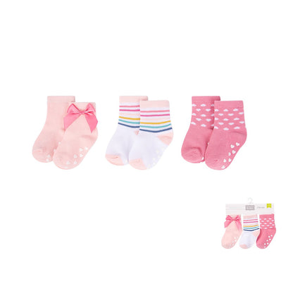 Pink Non Skid Socks  3 Piece Set