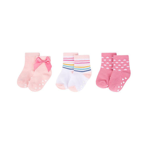 Pink Non Skid Socks  3 Piece Set